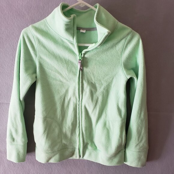 Old Navy Youth Girls Fleece Jacket Light Green Size Large 10 12 Full Zip Up Cozy - Picture 1 of 5